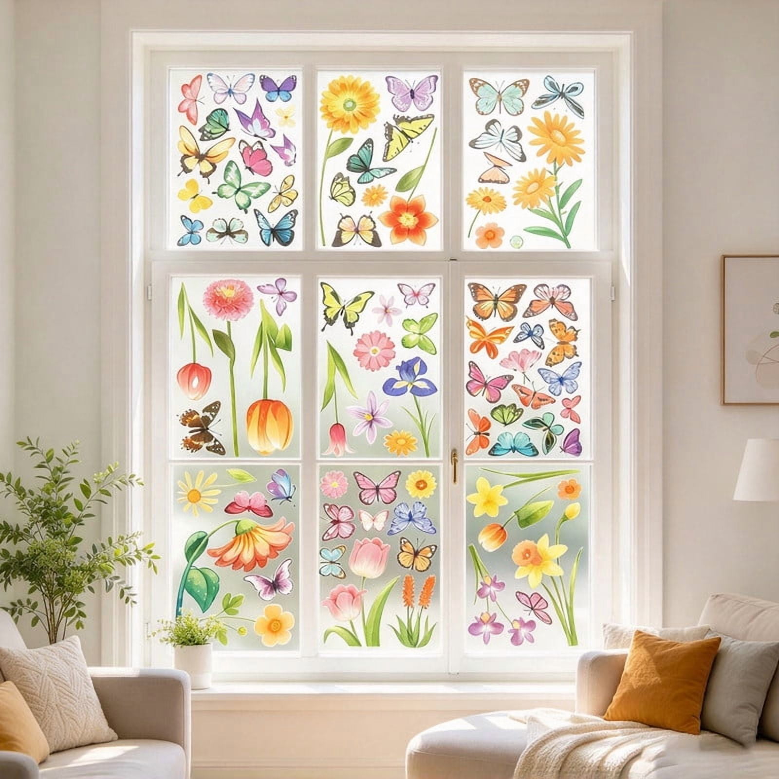 9 Sheets Reusable Window Clings, Seasonal Decor Stickers for Home and ...