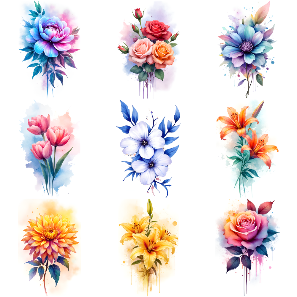 9 Sheets Temporary Tattoo Stickers Waterproof Long Lasting Body ...