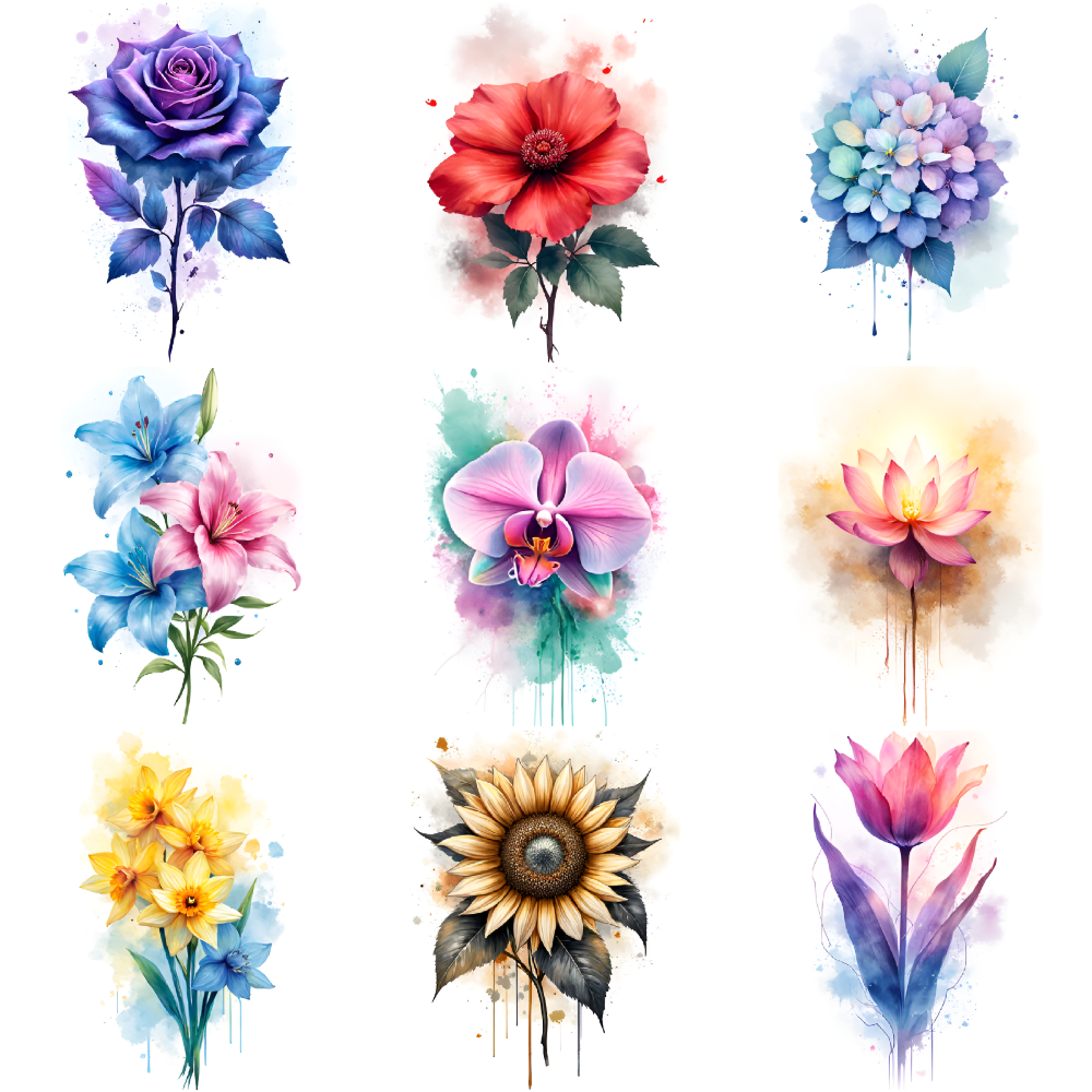 9 Sheets Temporary Tattoo Stickers Waterproof Long Lasting Body ...