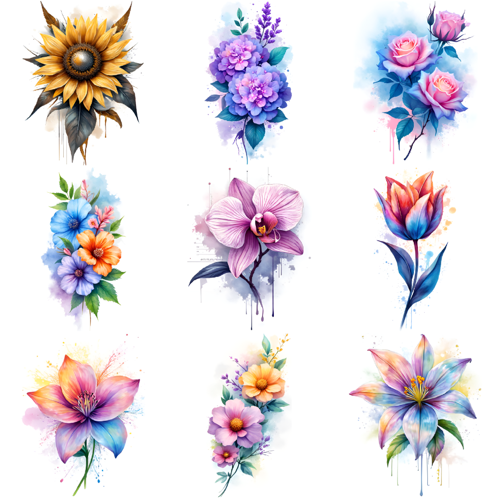 9 Sheets Temporary Tattoo Stickers Waterproof Long Lasting Body ...