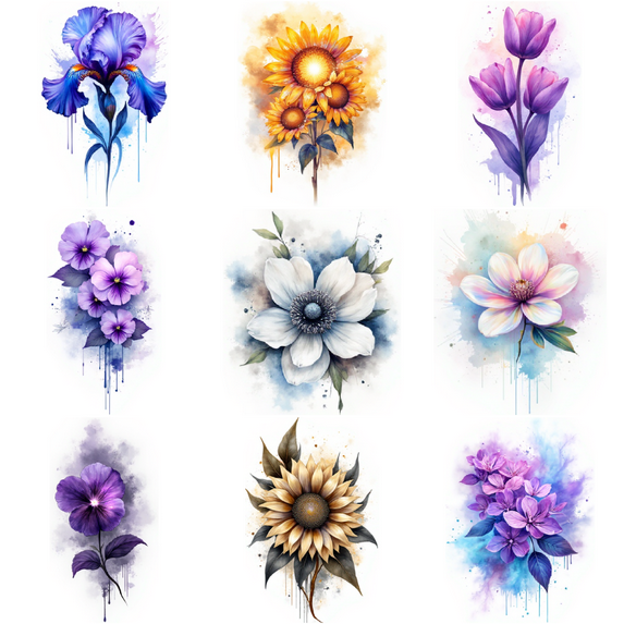 9 Sheets Temporary Tattoos Waterproof Long Lasting Body Stickers Rose Butterfly and Multicolor Mixed Floral Women Girls and Kids Tattoo Stickers Arm Forearm Thigh Back Shoulder