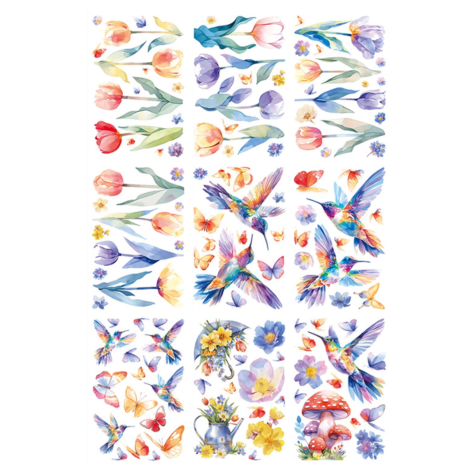 Spring Window Sticker Pattern Png Transparent 9 Sheets Waterproof Spring Window Sticker Colorful Flower Pattern PVC ...