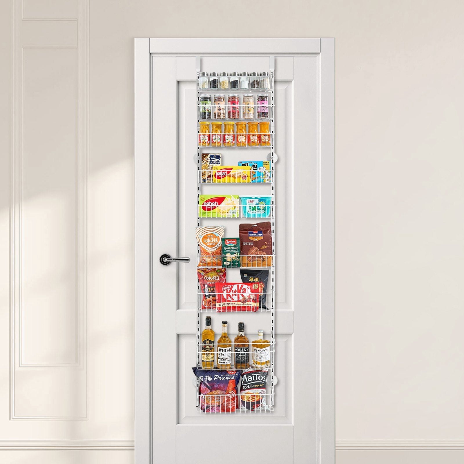 9-Shelf Over The Door Organizer Rack, Adjustable Pantry & Kitchen