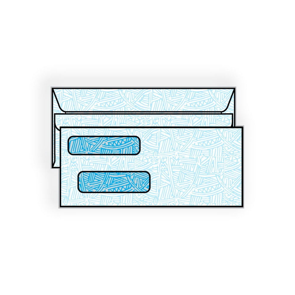 #9 Side Seam DG-2 Double Window Pres-Stik, 3-7/8" x 8-7/8", White, Blue Wesco Inside Tint, Poly Window (Box of 500)