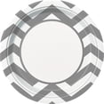 thumbnail image 1 of 9" Silver Chevron Party Plates, 8ct, 1 of 6