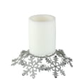 thumbnail image 1 of Melrose 9" Snowflake Glittered and Jeweled Christmas Pillar Candle Holder - Silver, 1 of 1