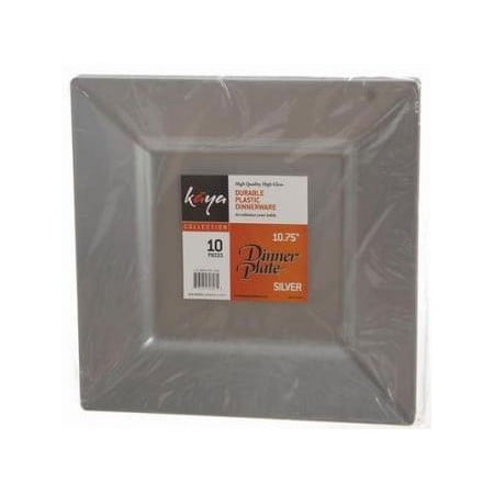 9" Silver Square Luncheon Plastic Plates 10ct.