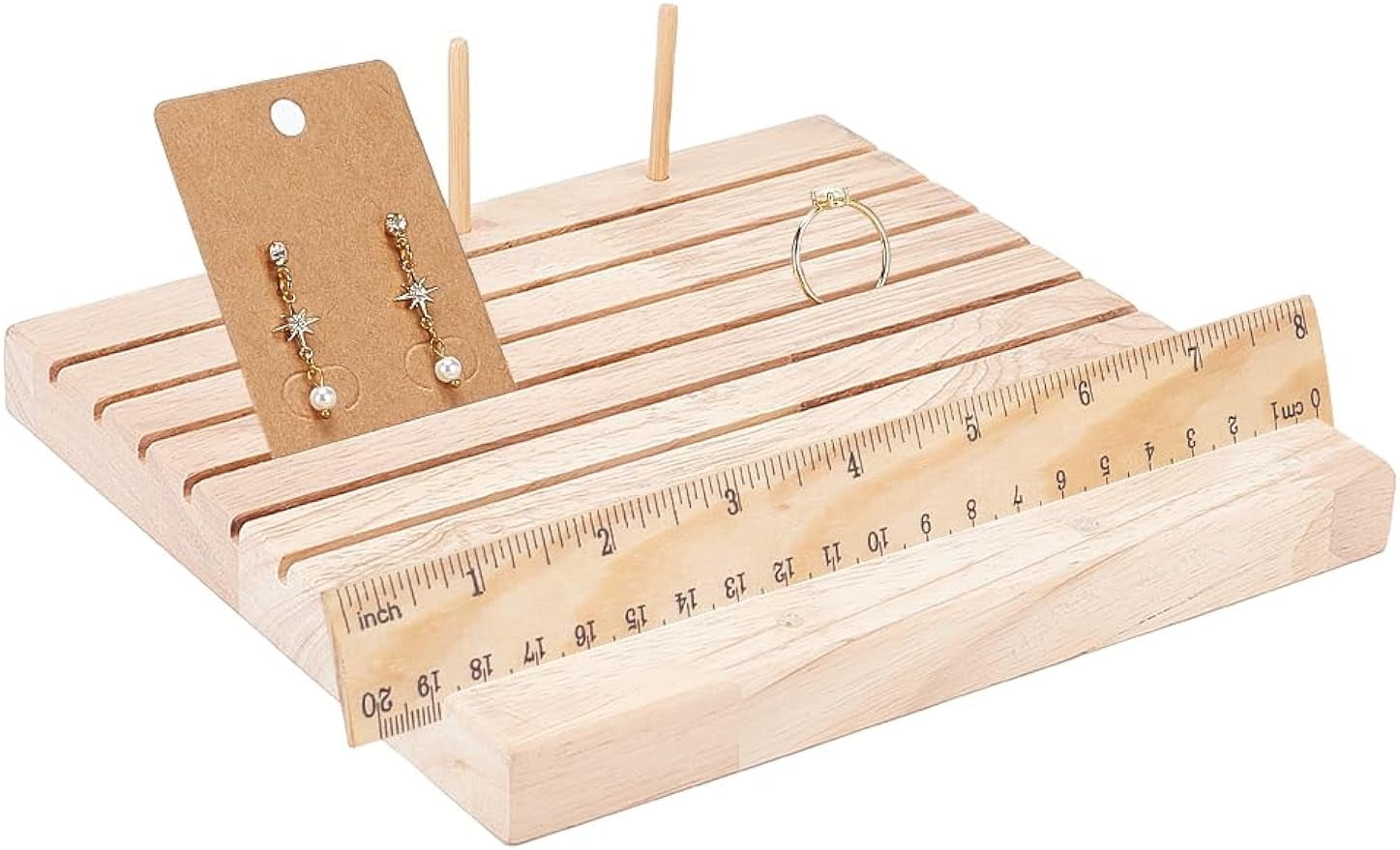 9Slot Wooden Ruler Rack Wheat Wooden Quilting Ruler Stand and Template