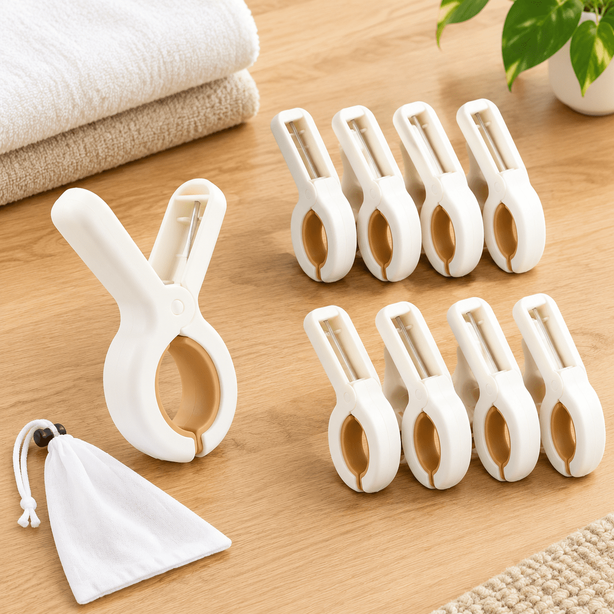 9 Small Plastic Clothes Pins Heavy Grip Holder For Laundry Drying And ...