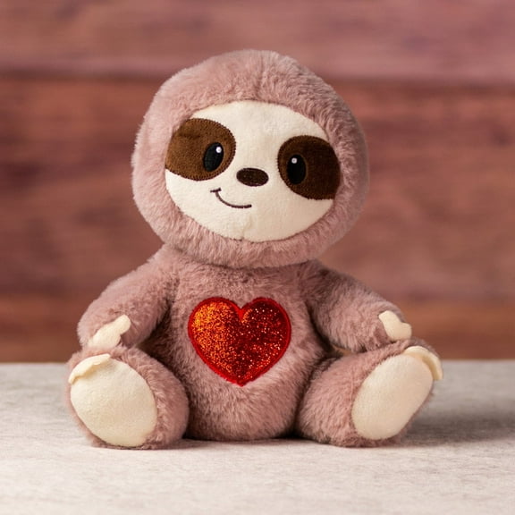 9" Smirky Valentine Sloth Plush Toy | Cute & Cuddly Stuffed Animal for Kids | Valentine's Day Gift for Boys & Girls