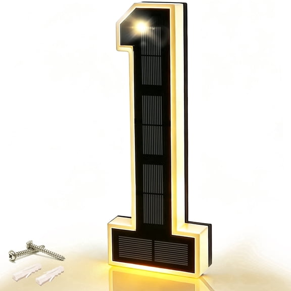9" Solar Powered House Numbers for Outside, DIBMS 300LM Large Modern Backlit Address Signs Auto Light Up, Waterproof Illuminated for Exterior, Home, Door, Apartment, Mailbox, Garages