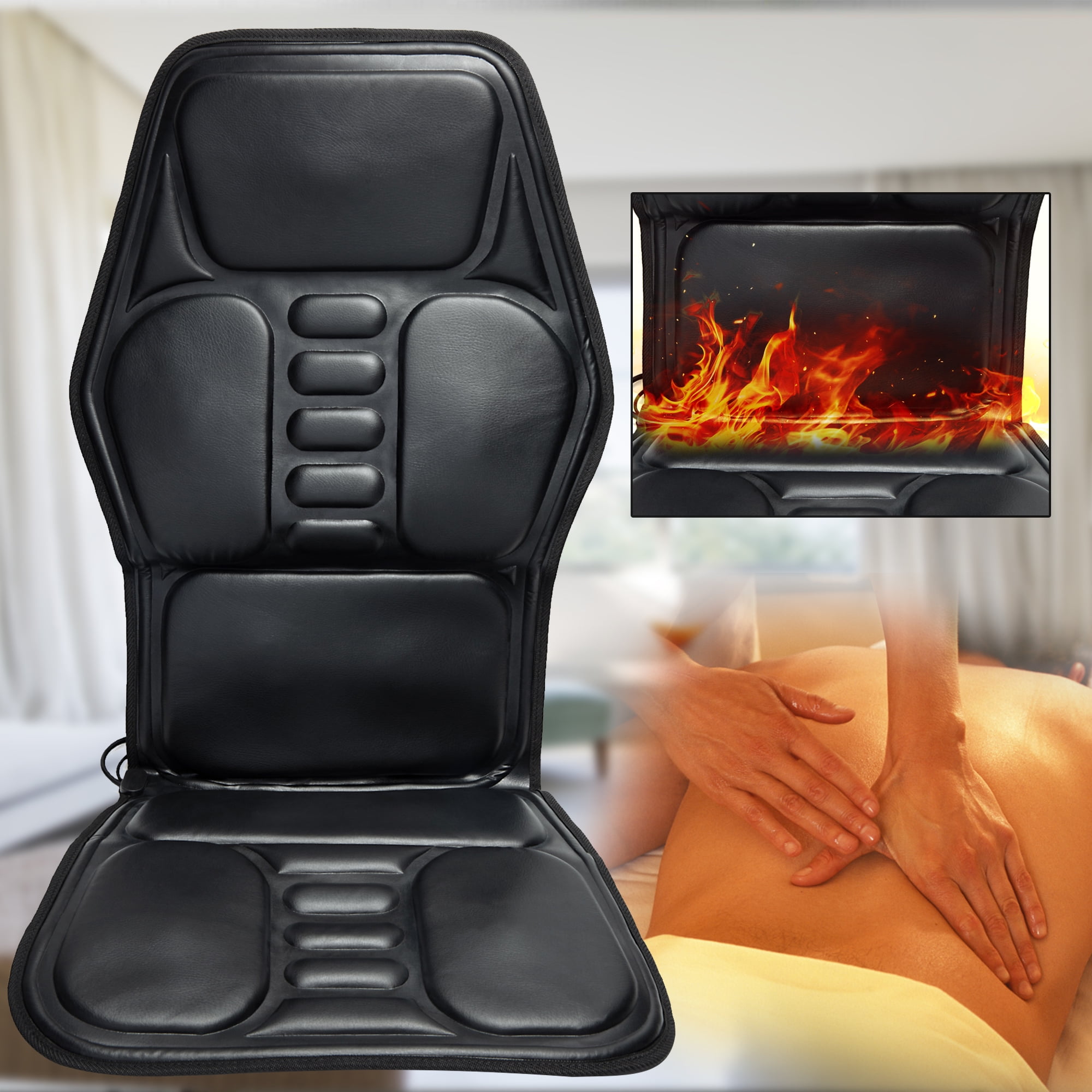 9 Spot Electric Heated Massage Cushion Vibrating Full Body Massage Chair  Pad for Home Office Car Use Neck Back Shoulder Waist Leg Relax