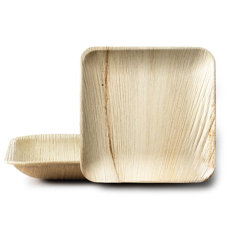 9" Square Disposable Palm Leaf Plates By Posh Setting – 100% Compostable Bamboo-Style Natural Palm Leaf Party Plates Eco-friendly & Biodegradable Plates For Birthdays, Weddings, Thanksgiving [20-Pack]
