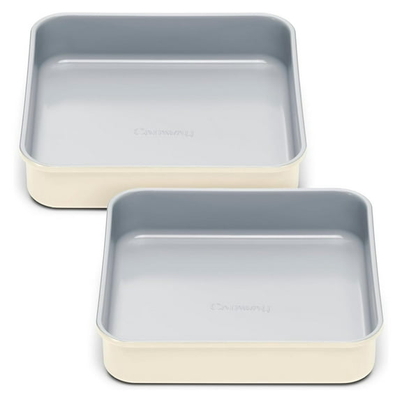 9 Square Pan Duo - Non-Stick Ceramic Coating - Free From Chemicals - Cake Pan Perfect for Brownies, Lemon Bars, & More - Cream 2x Square Pan (9" x 9")