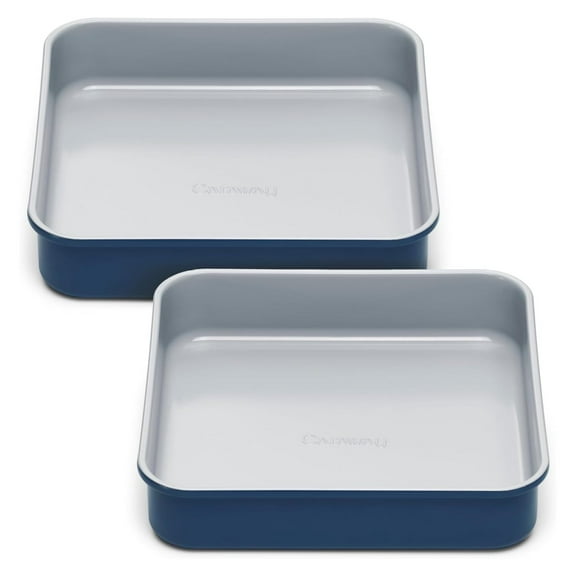 9 Square Pan Duo - Non-Stick Ceramic Coating - Free From Chemicals - Cake Pan Perfect for Brownies, Lemon Bars, & More - Navy 2x Square Pan (9" x 9")