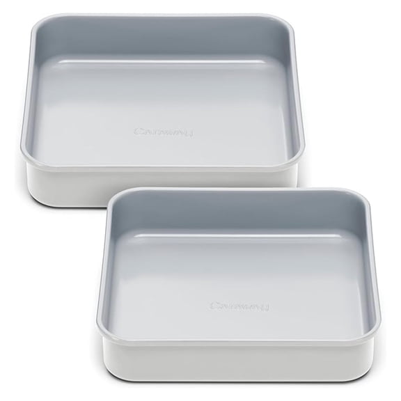 9 Square Pan Duo - Non-Stick Ceramic Coating - Free From Chemicals - Cake Pan Perfect for Brownies, Lemon Bars, & More - Gray
