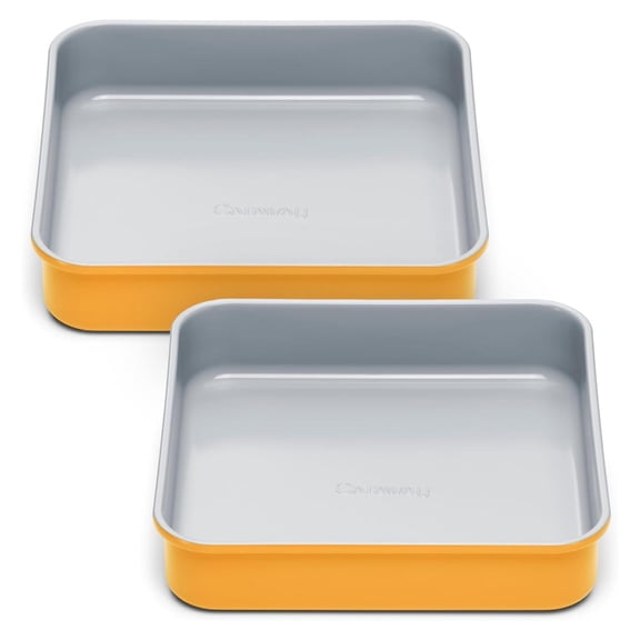 9” Square Pan Duo - Non-Stick Ceramic Coating - Free From Chemicals - Cake Pan Perfect for Brownies, Lemon Bars, & More - Marigold