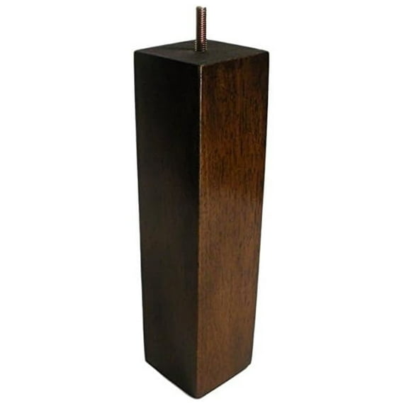 9" Square Wood Furniture Legs - Set of 4 - Dark Walnut Finish - 2.5" Top/Bottom - Sofa, Chair, Ottoman, Bed, Cabinet Feet - 5/16" Bolt