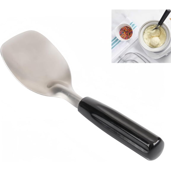 9" Stainless Steel Ice Cream Spade with Black Handle for Scrape and Scoop Gelato and Creamier Frozen Desserts