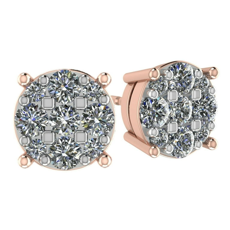 9 Stone Lab Created CVD Diamond Cluster Stud Earrings 5.8mm 3