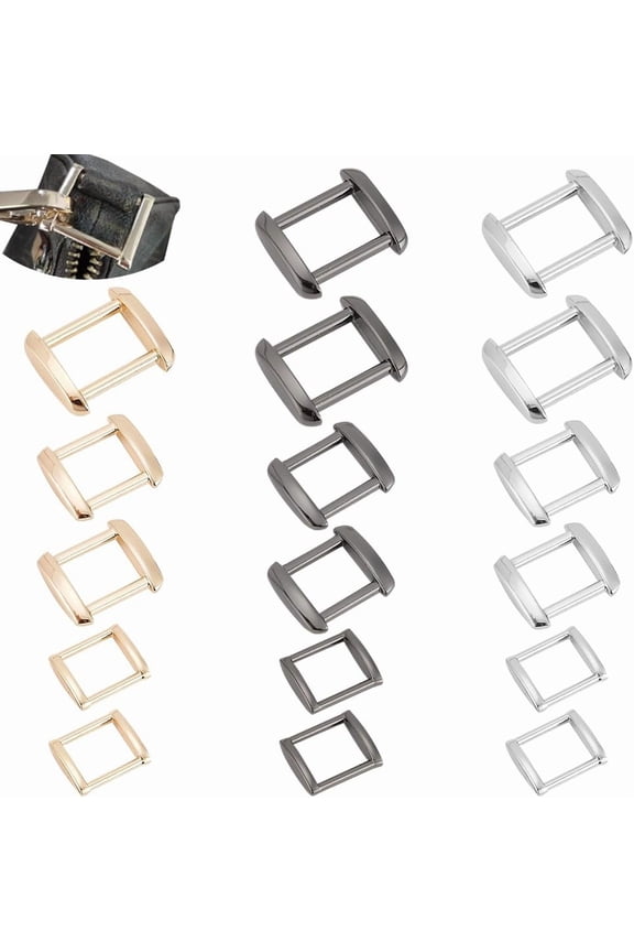 9 Style Rectangle Ring Buckles 18pcs Bag Strap Rings Buckle Alloy Belt Buckle Hardware for Luggage Belt Webbing Shinning Craft DIY Accessories Colorful