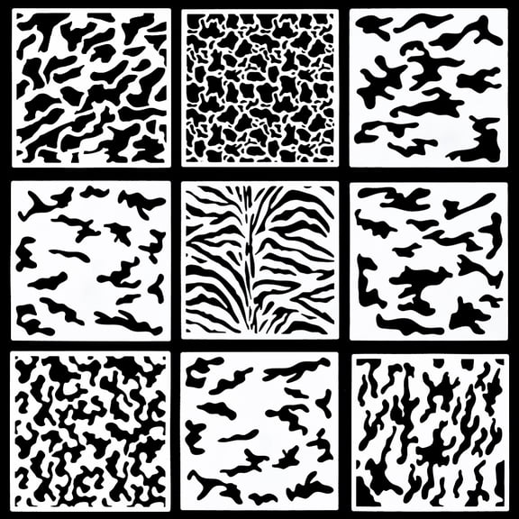 9 Styles 12 x 12 Inch Layered Camo Stencils Plastic Reusable Camouflage Grass Pattern Spray Painting Stencil Templates