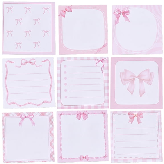 9 Styles 450 Sheets Aesthetic Sticky Notes Set Pastel Sticky Notes Bulk Square Self Adhesive Cute Sweet Cartoon Kawaii Tie Sticky Pads