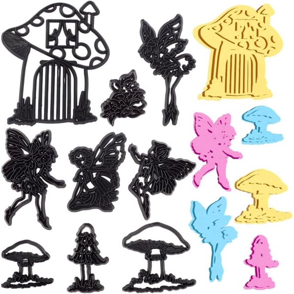9 Styles Fairy Clay Cookies Cutters Mushroom House Polymer Clay Earring Cutter Plastic Biscuit Handmade DIY for Crafts Home Kitchen Baking Birthday Women Jewelry Making Tools