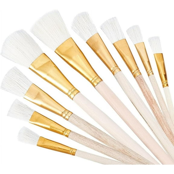 9 Styles Gilding Brush Gold Leaf Hair Duster Paint Brushes Set Gold Leaf Flakes Metallic Foil Paint Brush for Art Crafts Supplies Painting Jewelry Making Beige