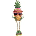thumbnail image 1 of 9" Summertime Dangling Leg Pineapple Girl Garden Statue, 1 of 7