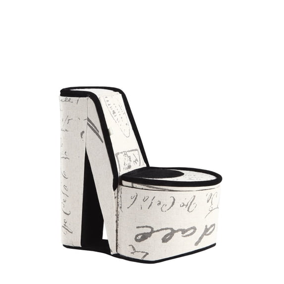 9" Tall Jewelry Box, High Heel Shoe Design, Hidden Storage, Stencil Letter Print