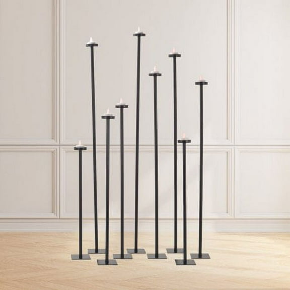 9-Arm Black Iron Floor Candelabra - Tall DIY Candle Holder for Wedding & Party Decor