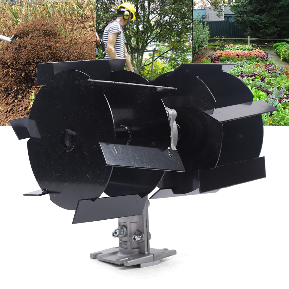 9 Teeth Black+Silver Cultivator Digging Head Adaptable Weeding Wheel Cultivator Digging Head for Crops/Vegetable Greenhouses