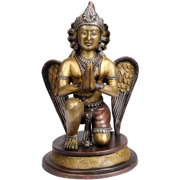 9" The Vedic Vision of Garuda Brass Idol | Handmade Home Temple Idol