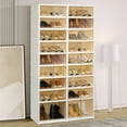 thumbnail image 1 of 9-Tier 36 Pairs Foldable Shoe Rack Organizer, HONEIER Large Plastic Shoes Organizer with Magnetic Door Collapsible Shoes Storage Box Shoe Cabinet Easy Assembly 66"H x 13"W x 34"L, 1 of 11