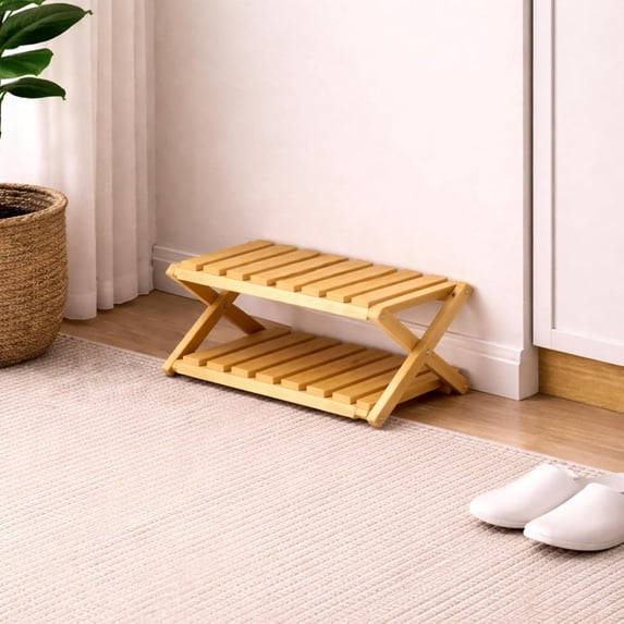 9 Tier Bamboo Shoe Rack, Foldable Vertical Shoe Storage Organizer, Tall Narrow Freestanding Shelf for Entryway, Closet, Bedroom & Small Spaces