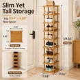 thumbnail image 1 of 9 Tier Bamboo Shoe Rack, Tall Vertical Shoe Storage Organizer for Entryway, Closet and Apartment, Holds Up to 9 Pairs, 1 of 8