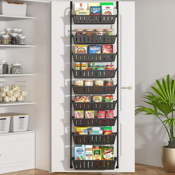 9-Tier Over The Door Pantry Organizer, Pantry Organization and Storage, Hanging Door Spice Rack Shelves for Home & Kitchen Organization, Laundry & Bathroom Essentials