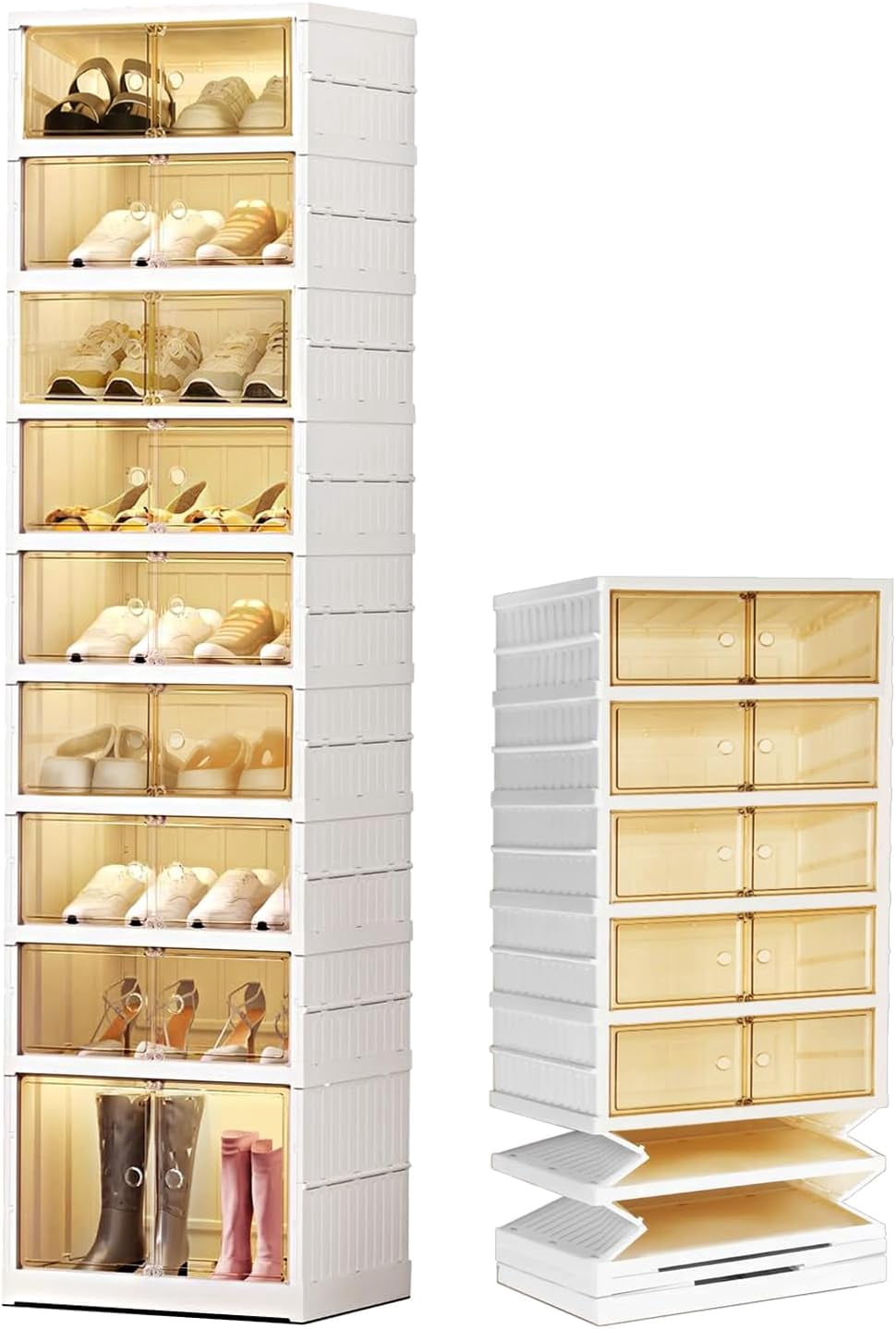 9-Tier Foldable Women's Shoe Rack for Closet Entryway, 9-18 Pairs ...