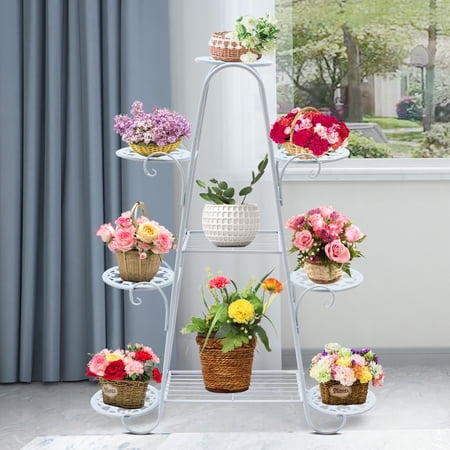 Metal Flower Rack Pot Plant Stand Round Wrought Iron Shelf Home Garden 9-Layer