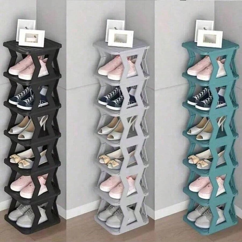 ???? ???9Tier Narrow Entry Plastic Shoe Rack??? Maximize Your Space