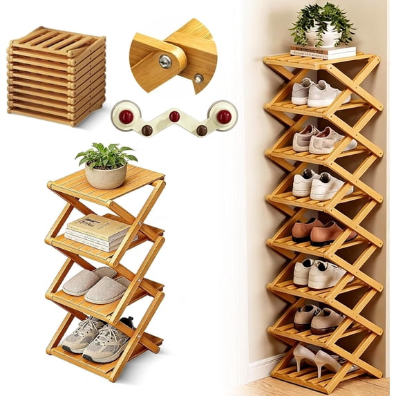 The 9-Tier No-Assembly Bamboo Rack, 2026 Upgraded Foldable 9 Tier ...