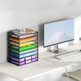 9 Tier Paper Organizer with Handle, Black Large Capacity Desk Organizer ...