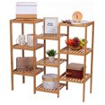 thumbnail image 1 of 9 Tier Plant Display Stand Shelf Rack Flower Planter Potted Shelving Rack Bamboo Wood Storage Shelving Rack Compact Bathroom Shelf Freely Combination for Indoor Outdoor, 1 of 8