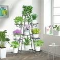 Walmart 9-Tier Outdoor Metal Plant Stand, Multilayer Tall Black Flower ...