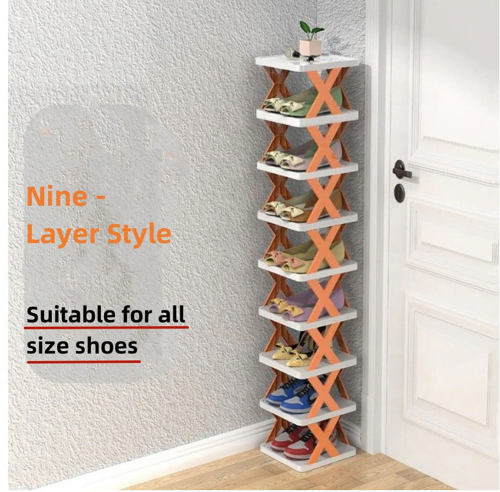 9 Tier Shoe Cubby Shoe Racks for Bedroom Closet Shoe Storage Plastic Shoe Organizer for Closet Free Standing Shoe Shelves Shoe Storage Cabinet