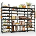 thumbnail image 1 of 9-Tier Shoe Rack, Multifunctional Storage Organizer for Entryway, Bedroom, Living Room, Metal Legs & Hooks, Space-Saving, Holds 50-55 Pairs, 1 of 13