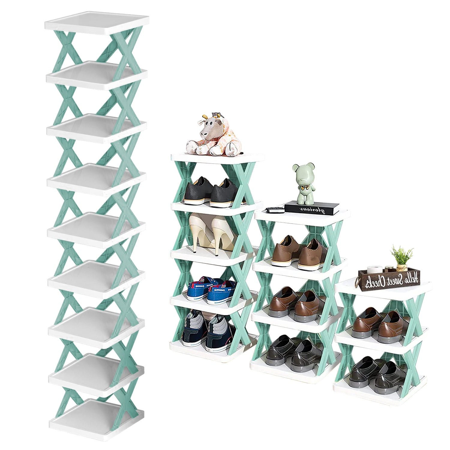 9-Tier Stackable Vertical Shoe Rack TeqHome DIY Narrow Free