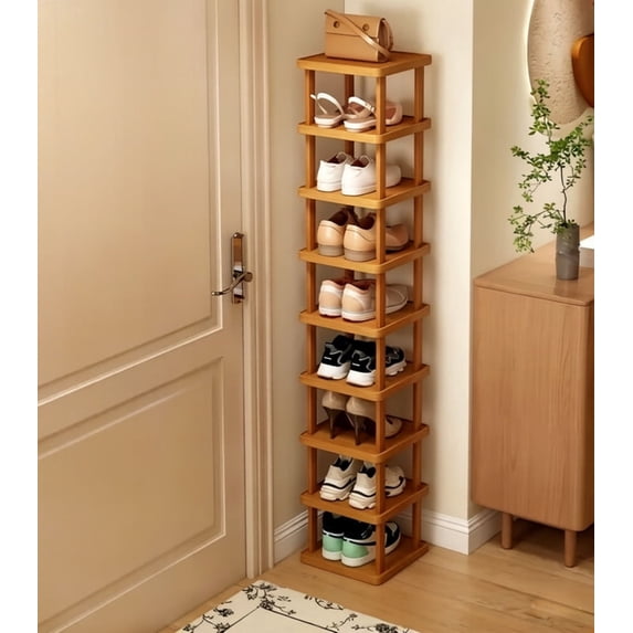 Aerospace Rack Unit 9 Tier Stacked Shoe Rack Unit, Bamboo Square Shoes Organizer ...