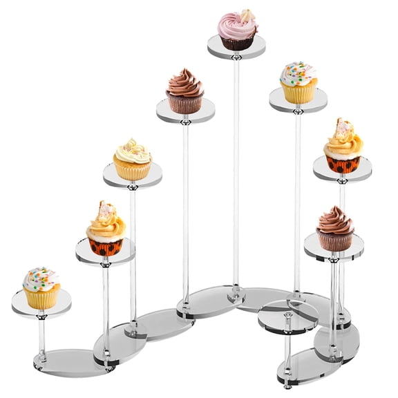 9-Tier Transformable Acrylic Display Stand, Adjustable Acrylic Display Stand, Deformable Clear Organizer Shelf, Clear Riser Stand Organizer for Cupcakes Makeup Action Figures Collectibles